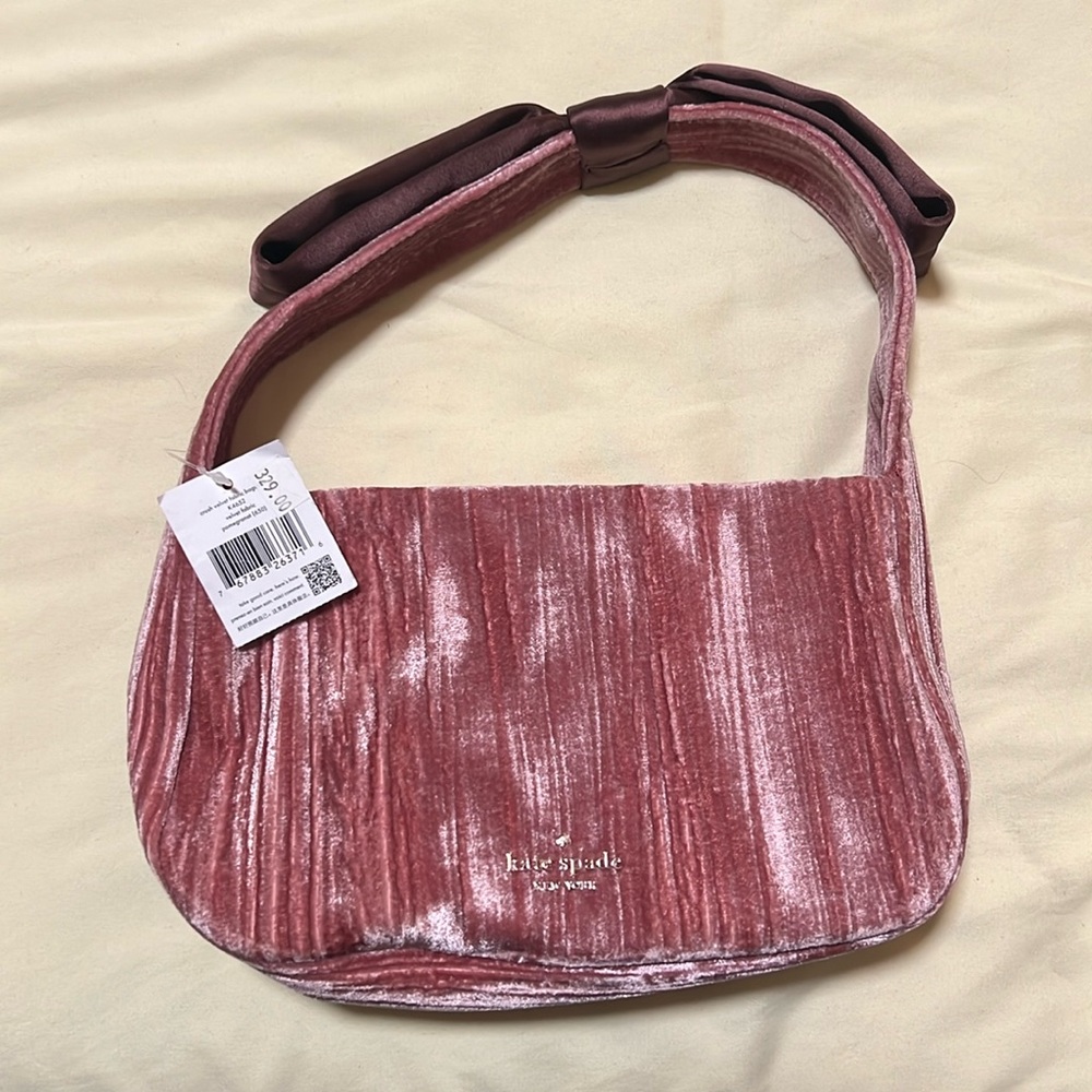 Kate Spade Crushed Velvet Baguette in Pomegranate
